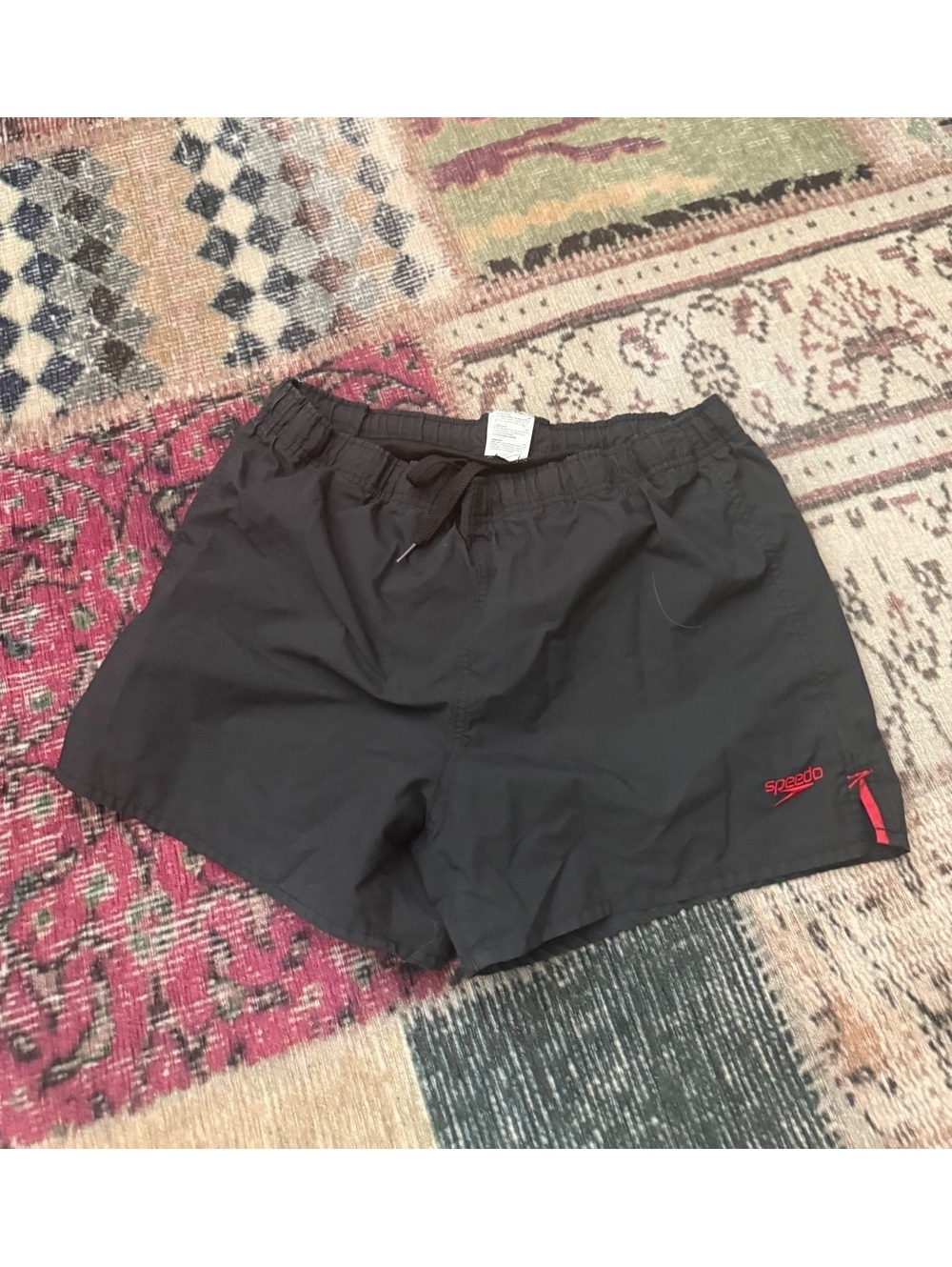 Speedo black and red shorts surf runner volley swim shorts